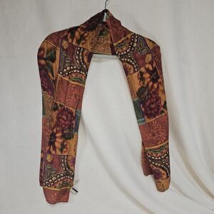 New York Studio Oblong‎ Scarf 60”x10” 100%silk Autumn, Harvest, Grannycore